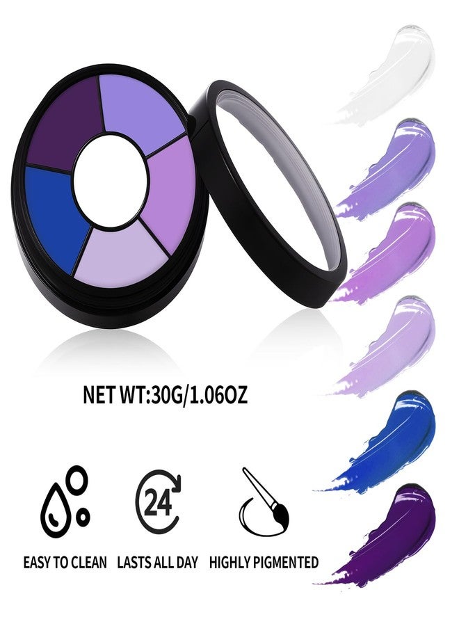 BOBISUKA Purple Face & Body Paint – 6 Colors Cream Washable Face Paint for Ursula Witch Gothic Queen Celebrations Costume & Theme – Easy to Blend, High Pigment & Long Lasting - Image 2